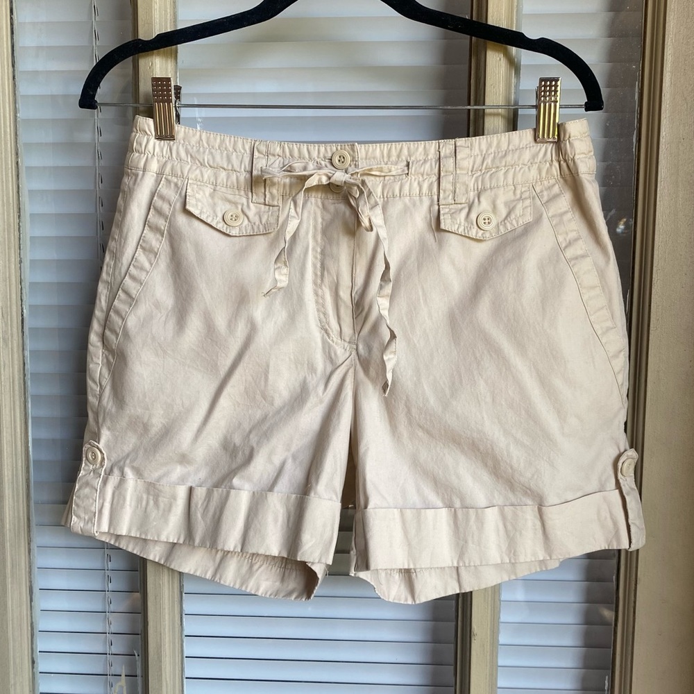 NWOT Sandro 2010’s Cotton Cream Safari Shorts W Drawstring Waist & Satin Finish
